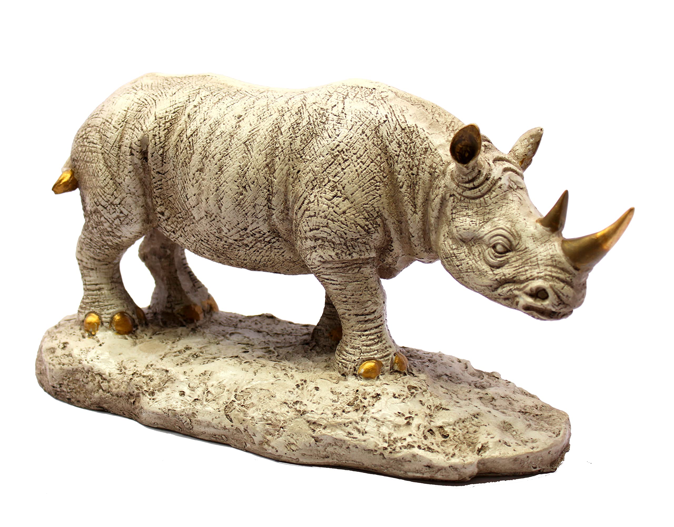 eSplanade Resin Rhinoceros Rhino Sculpture Showpiece Figurine - Home Decor - Beige - 11.9" Inches (Big Size)