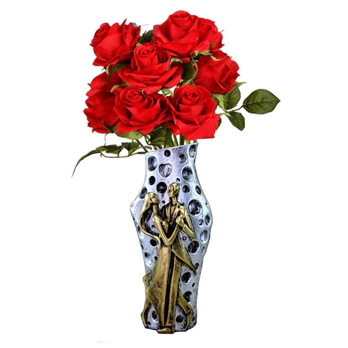 eSplanade Flower Vase Flower Pot Holder Decorative Showpiece - Home Decor - Resin - Copper-Grey - 9.5