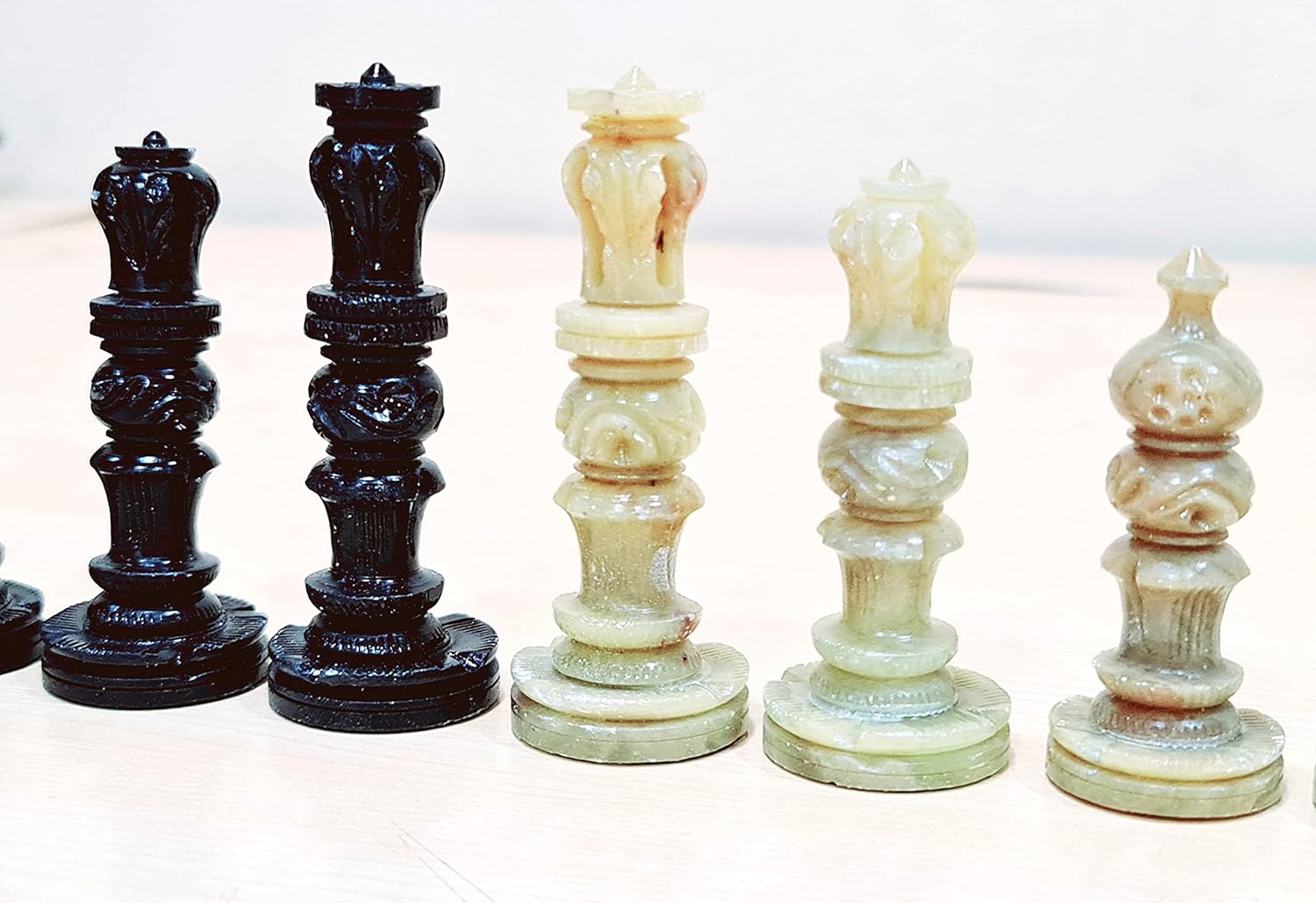 StonKraft - Natural Stone Chess Pieces Chessmen Chess Coins (3" King) | Chess Accessories | Board Games