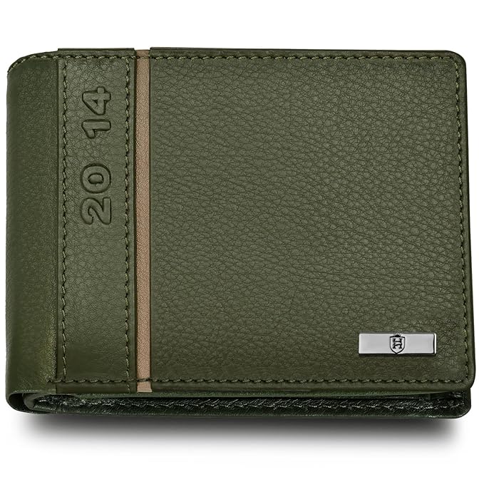 HORNBULL Miller Wallet for Men | Stylist Mens Wallet with RFID Blocking | Genuine Leather Olive Nappa | Gift for Men
