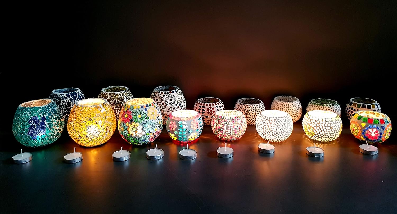 eSplanade Tealight Tea light Votive Candle Holders Votive - Glass (Set of 2) Multicolor