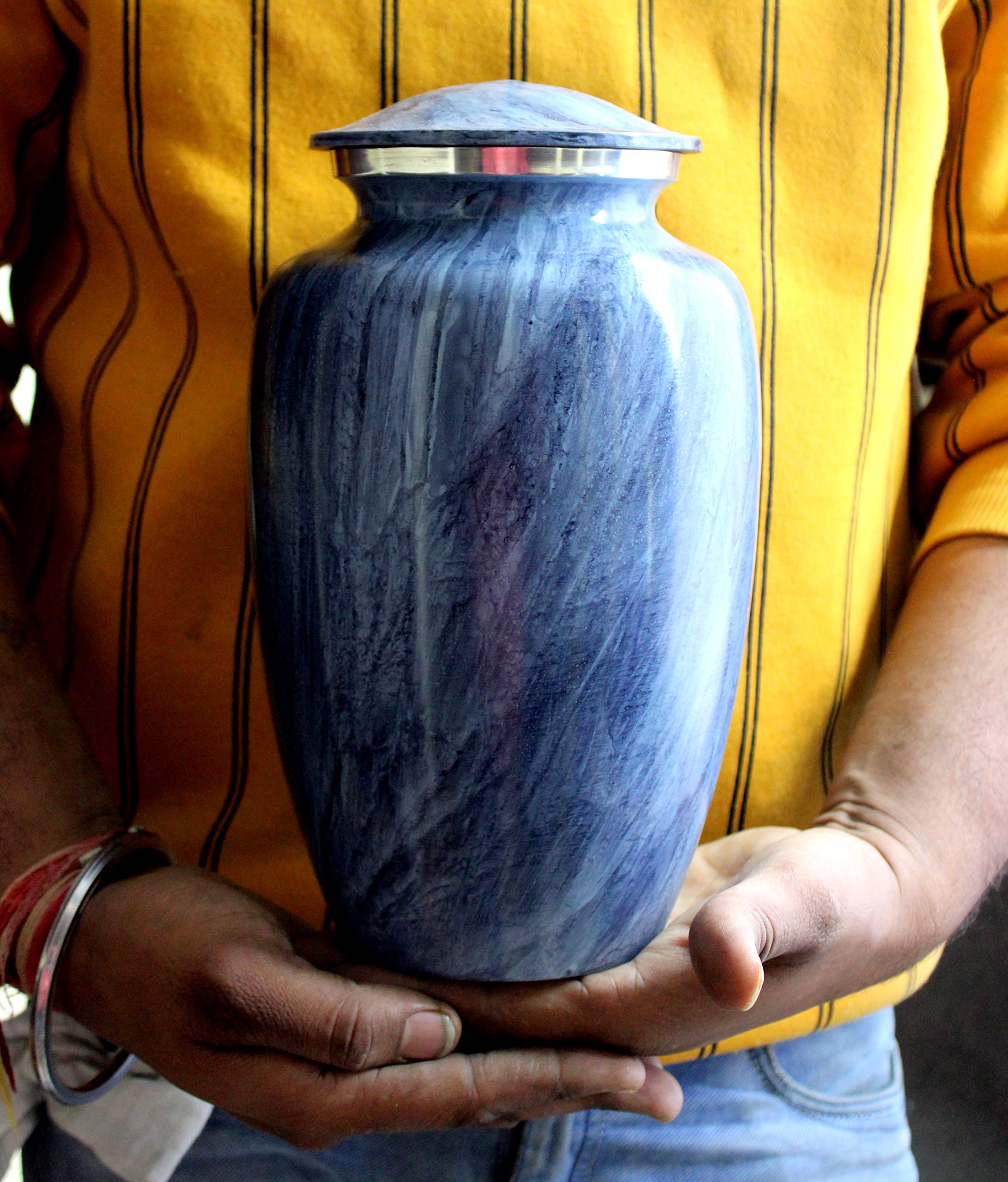 eSplanade Metal Cremation Urn Memorial Jar Pot Container | Full Size Printed Urn for Funeral Ashes Burial | Metal Urns | (Multicolor) - 10" Inches