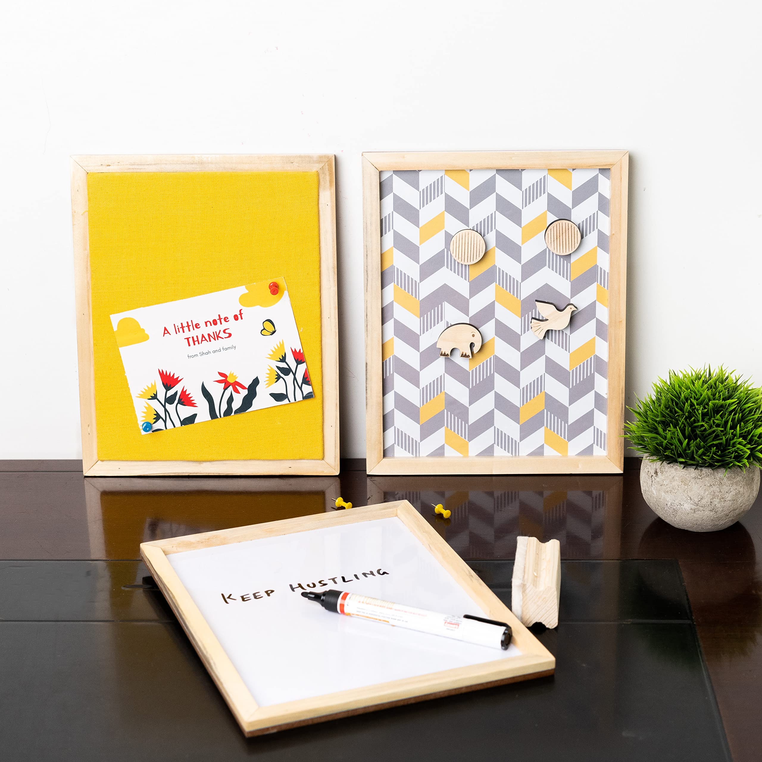 IVEI Combination Board with Magnet Board, Pin Board & Whiteboard- Set of 3- Wine -Innovative Organizer for Kids and Adults with Magnets to Do Boards, Best Gift for Home, Office, School- (Small)- Wine, yellow