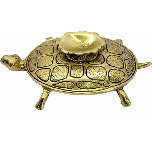 ESPLANADE Brass Tortoise Turtle Figurine Shankh/Conch Holder | Home Decor | 7.5