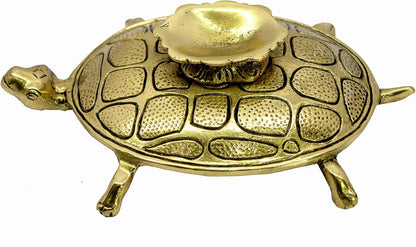 ESPLANADE Brass Tortoise Turtle Figurine Shankh/Conch Holder | Home Decor | 7.5" Inches