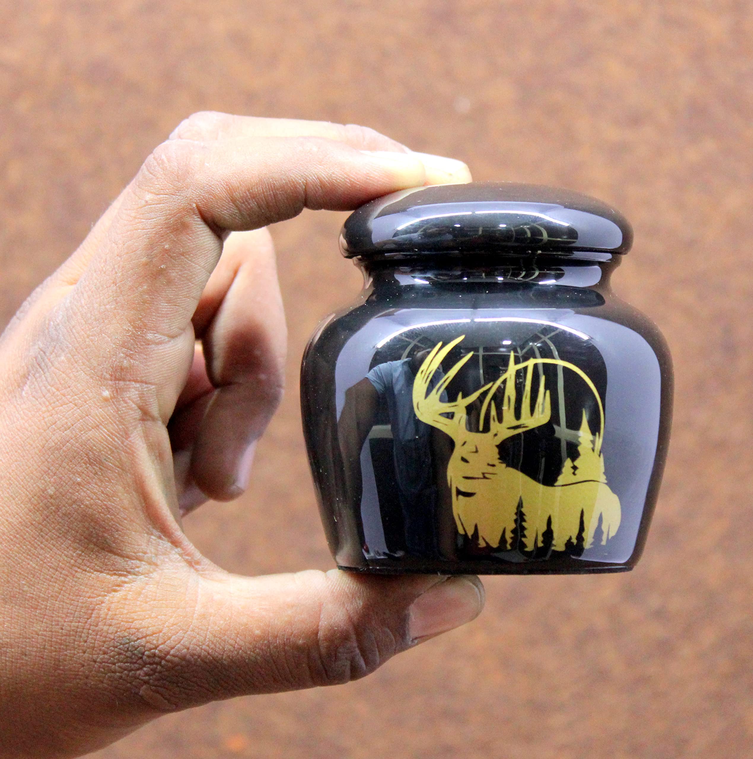 eSplanade Metal Mini Cremation Urn Keepsake Memorial Jar Pot Container | Small Urn for Funeral Ashes Burial | Printed Metal Keepsake