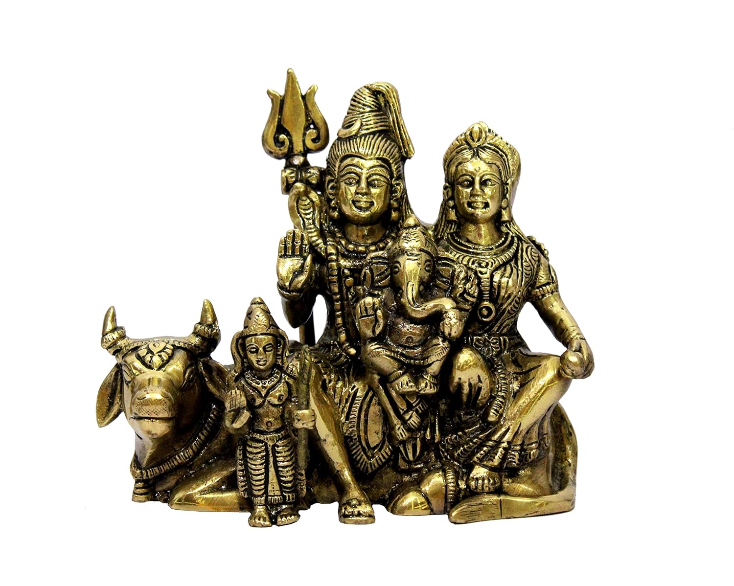 ESPLANADE Brass Shiv Pariwar - Shiva Family - Shiv Parvati Shiva Bholenath Shankar Ganesha Nandi Murti Moorti Idol Statue Sculpture - 5.5" Inches