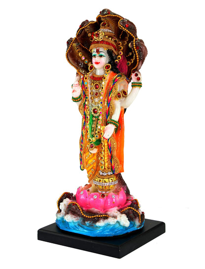 eSplanade Resin Lord Vishnu Narayana Moorti Murti Idol Statue | Pooja Idols - Home Decor | Multicolor - 12.5" Inches