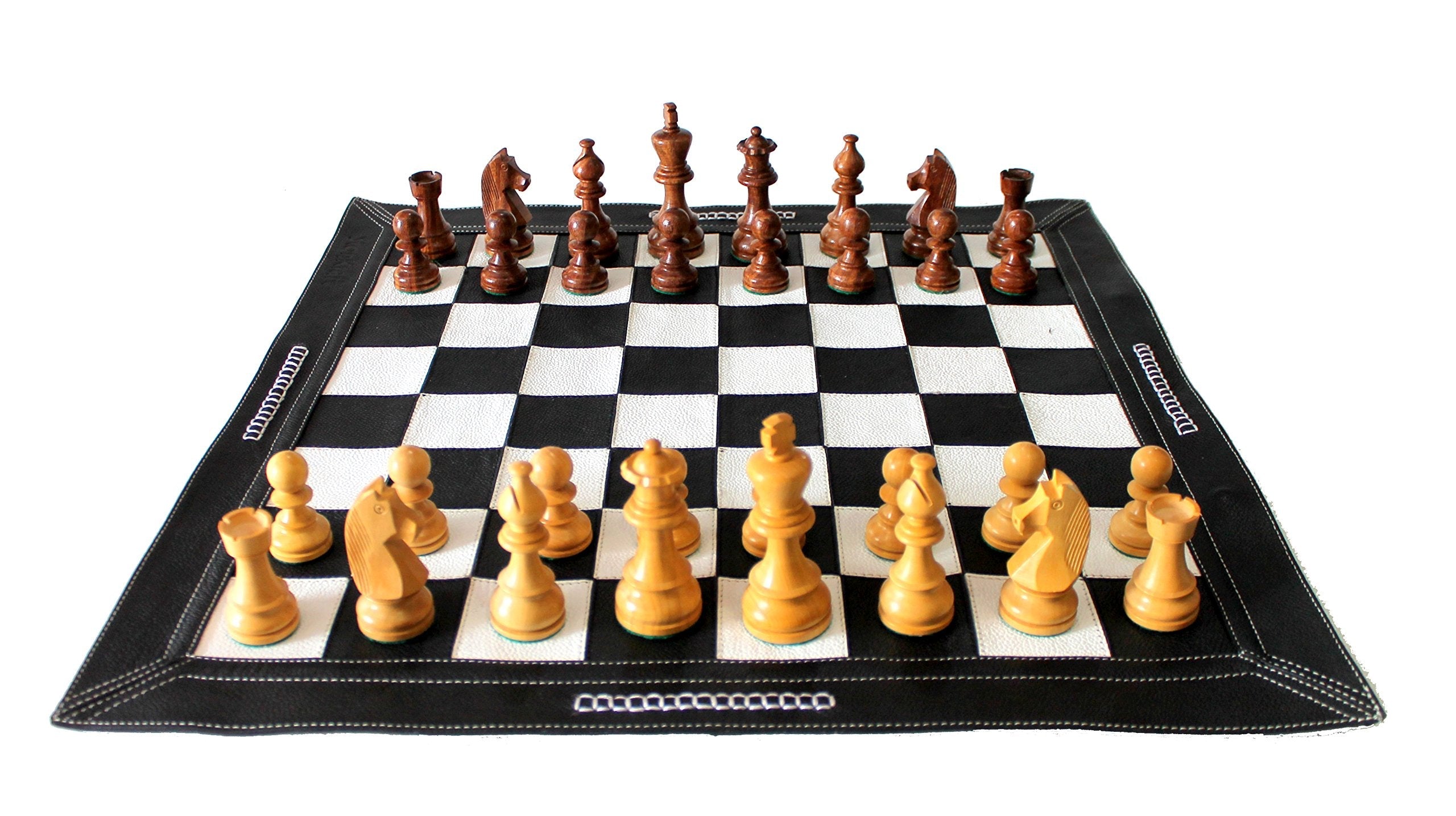 StonKraft - Big Size 19" x 19" Genuine Leather Chess Board | Roll-up Tournament Chess