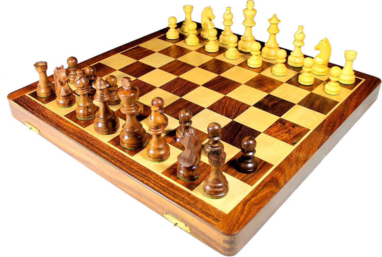 StonKraft Collectible Wooden Folding Chess Game Board Set+Wooden Crafted Pieces with Extra Queen