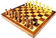 StonKraft Collectible Wooden Folding Chess Game Board Set+Wooden Crafted Pieces with Extra Queen