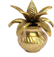 eSplanade Brass Kalash Kalasha with Leaves for Temple Attire - Decorative Items - Home Decor - Golden - 4.5" Inches & 5.75