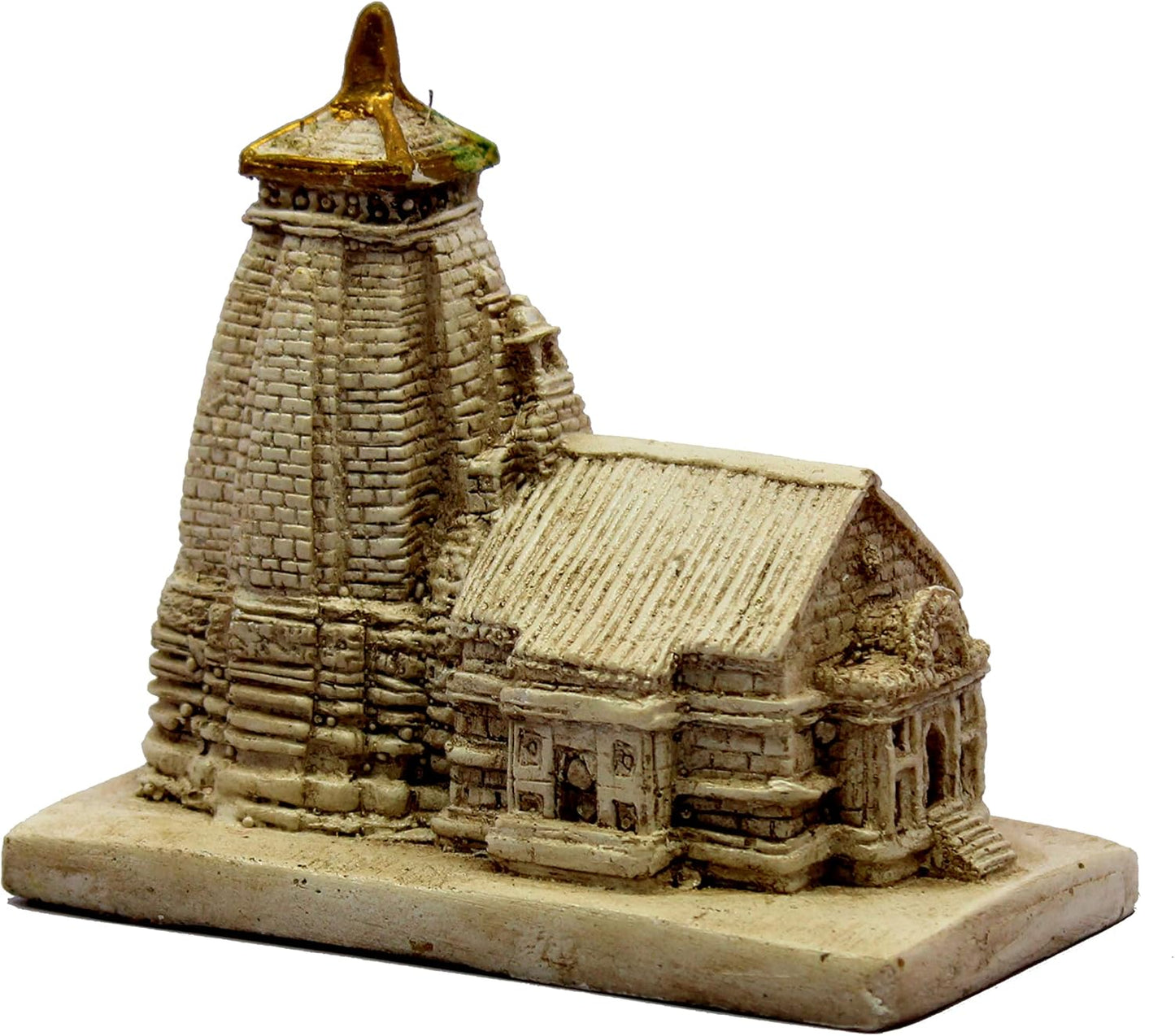 ESPLANADE Resin Mahadev Mahadeva Kedarnath Temple Mandir Miniature Figurine for Temple Car-Dashboard - 3.25" Inches - Beige