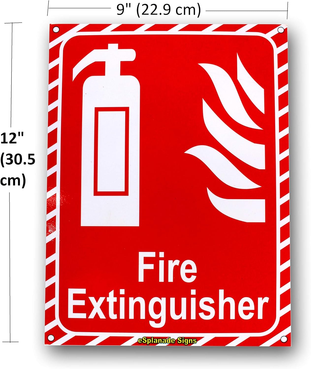 eSplanade Fire Extinguisher Self Glowing Retro Reflective Sign Sticker Decal - Easy to Mount Weather Resistant Long Lasting Ink (Size 4" x 12")