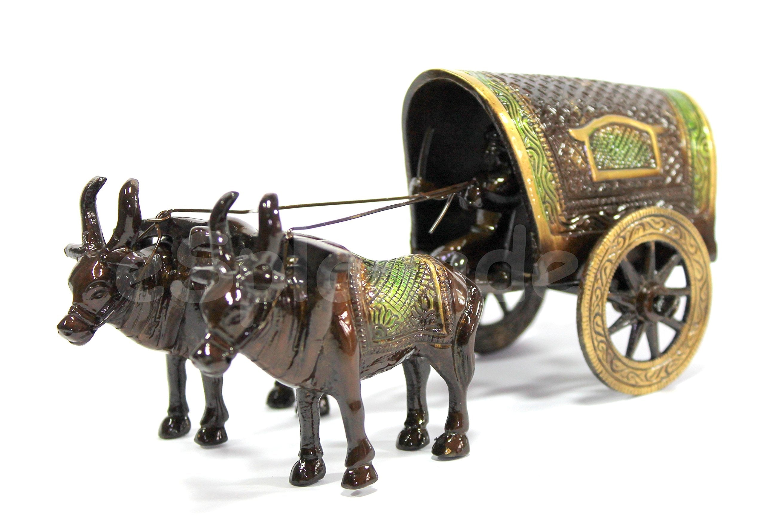 eSplanade Brass Vintage Bullock Cart Showpiece | Home Decor | Brass Decorative.