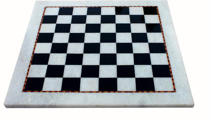 StonKraft Collectible White Natural Stone & Black Marble Chess Board without Pieces Pawns - Decorative Stone Chess - Home DŽcor - 15" Inches