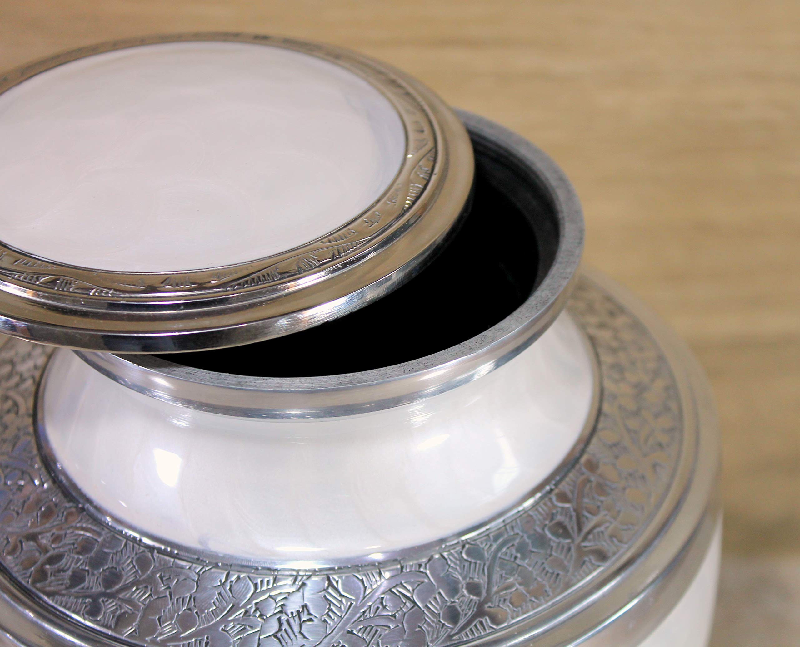 eSplanade Brass Cremation Urn Memorial Jar Pot Container | Full Size Urn for Funeral Ashes Burial | Meenakari Design Metal Urns | Blue - 10" Inches