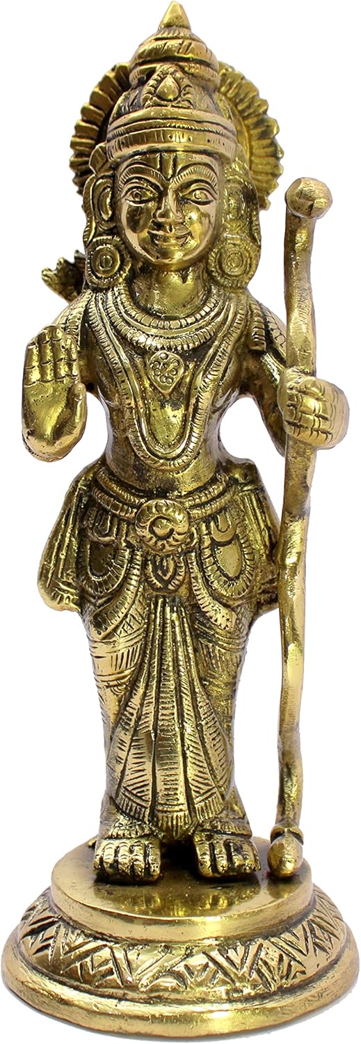 ESPLANADE Brass Shri Ram Murti Idol Statue Sculpture | Decorative Items - Home Decor | Golden - 7.5" Inches