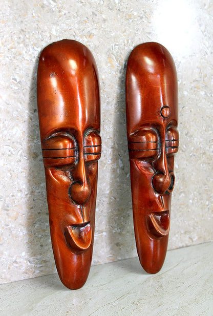 eSplanade Brass Tribal Male Female Faces Wall Hanging - 9.5 inches | Home Decor Antique Item Sculpture or Showpiece