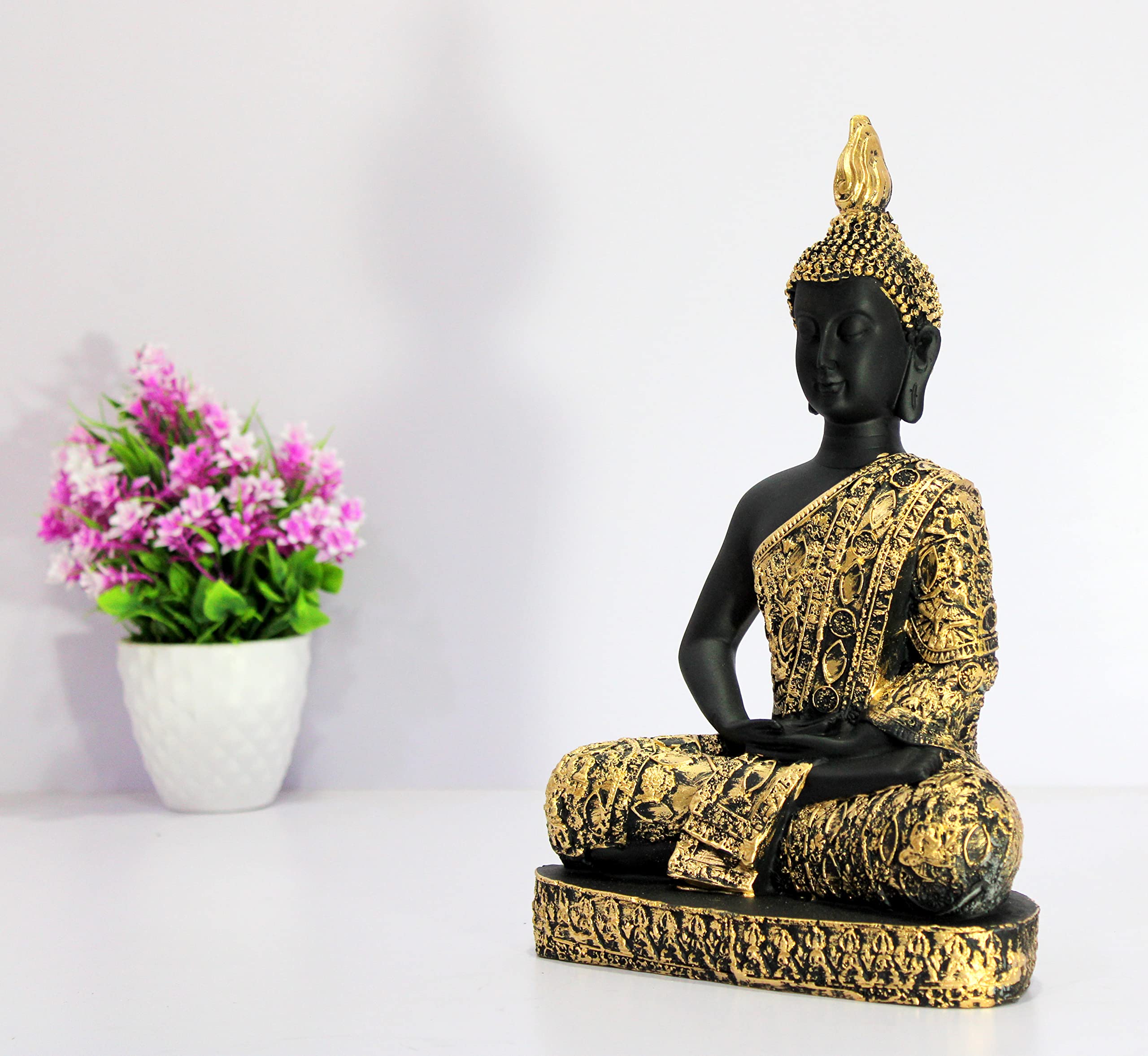 eSplanade Meditating Buddha Statue for Home Decor | Resin Sitting Buddha Showpiece for Living Room, Office Table or Desk, Shelf | Tibetan Buddhist Idol | Zen and Yoga Figurine