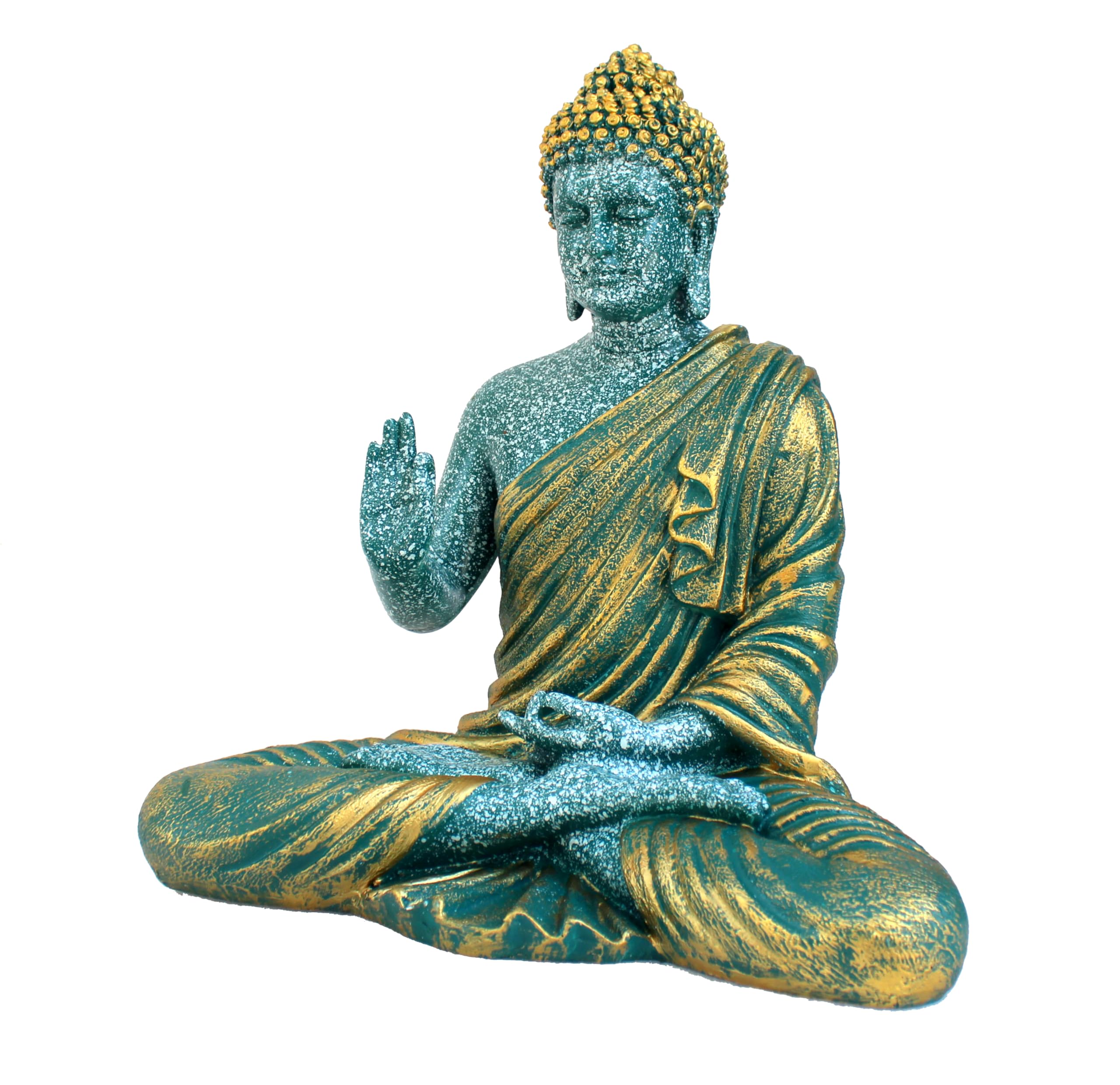 ESPLANADE Resin Meditating Buddha Showpiece | Home Decor | Idol Statue Figurine Murti | Tibetan Buddhist Statue - 14.5 Inches Height