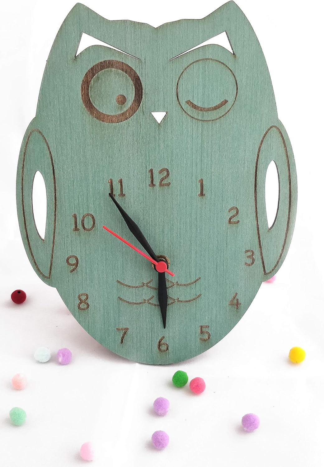 IVEI Green Owl Shaped Table Clock -Desk Clock-Modern Decor - Engraved Clock - Corporate Gifts