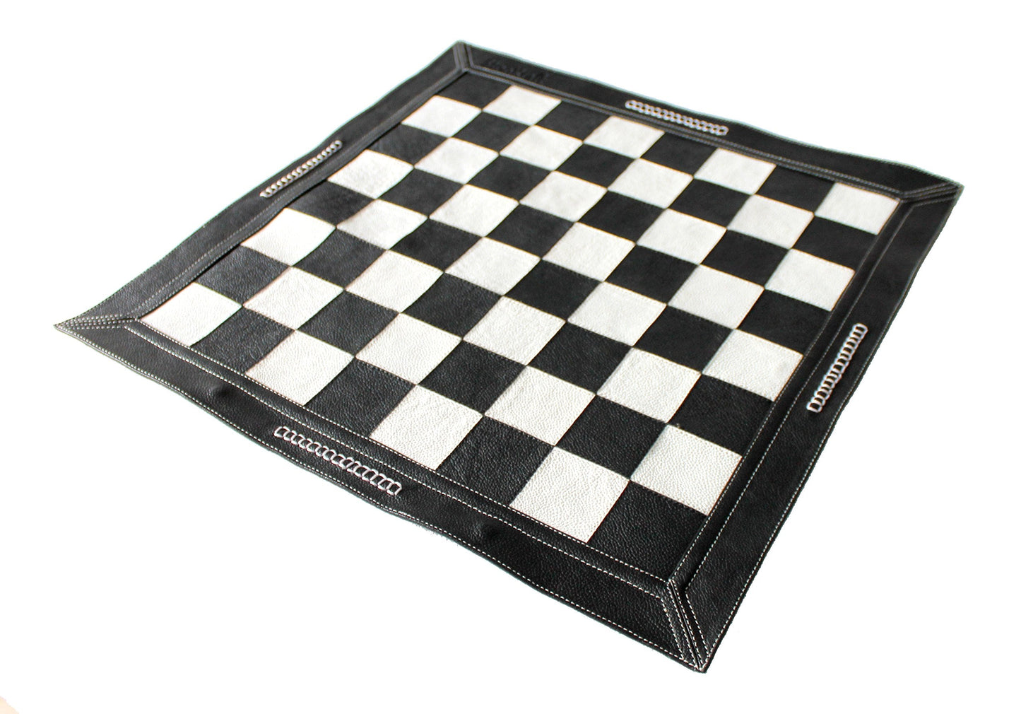 Stonkraft - 19" x 19" - Genuine Suede Leather Chess Board - Black | Roll-up Chess | Tournament Chess