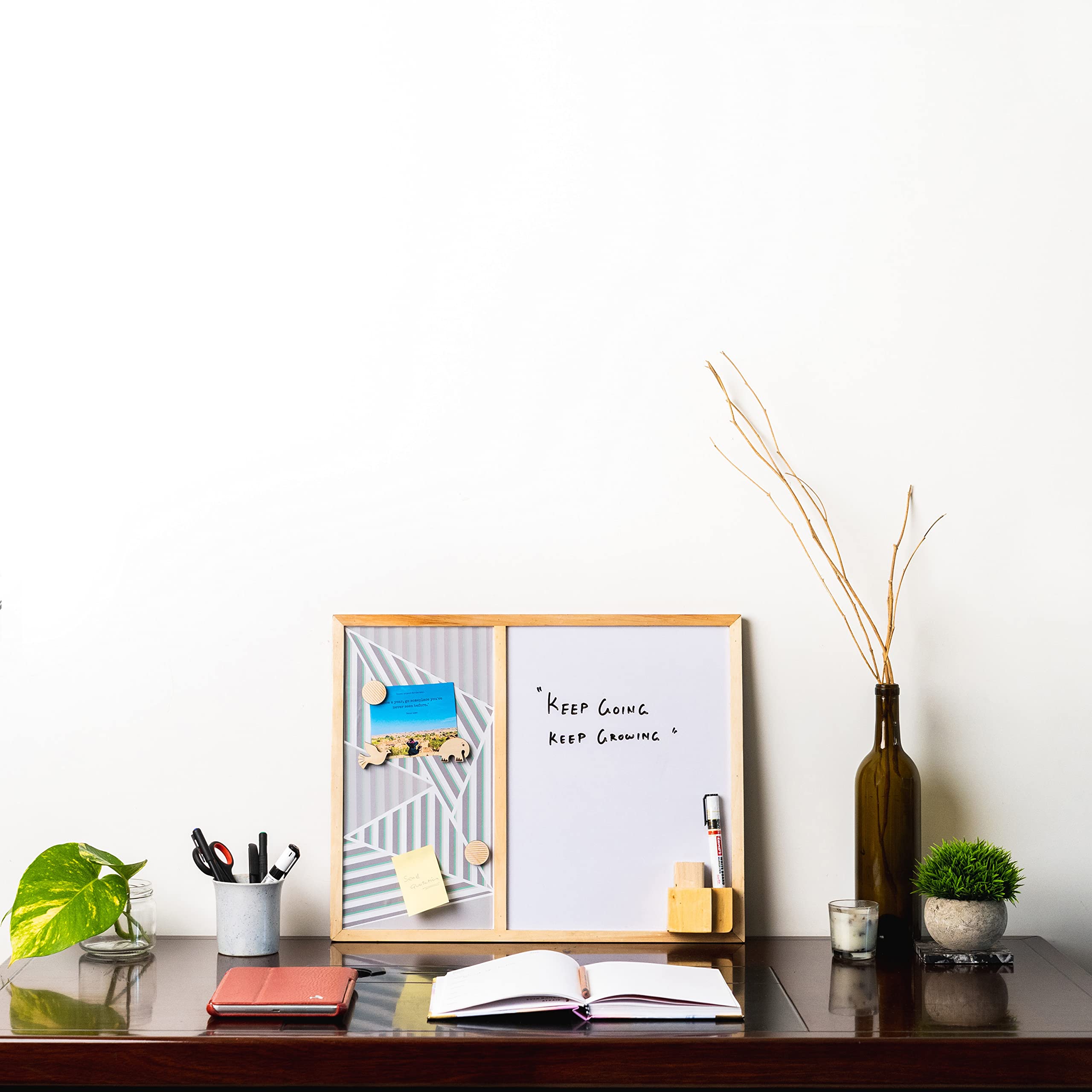 IVEI Combination Board with Magnet Board & Whiteboard -Innovative Organizer for Kids and Adults with Magnets- To Do Boards, Best Gift for Home, Office, School- Green, Yellow