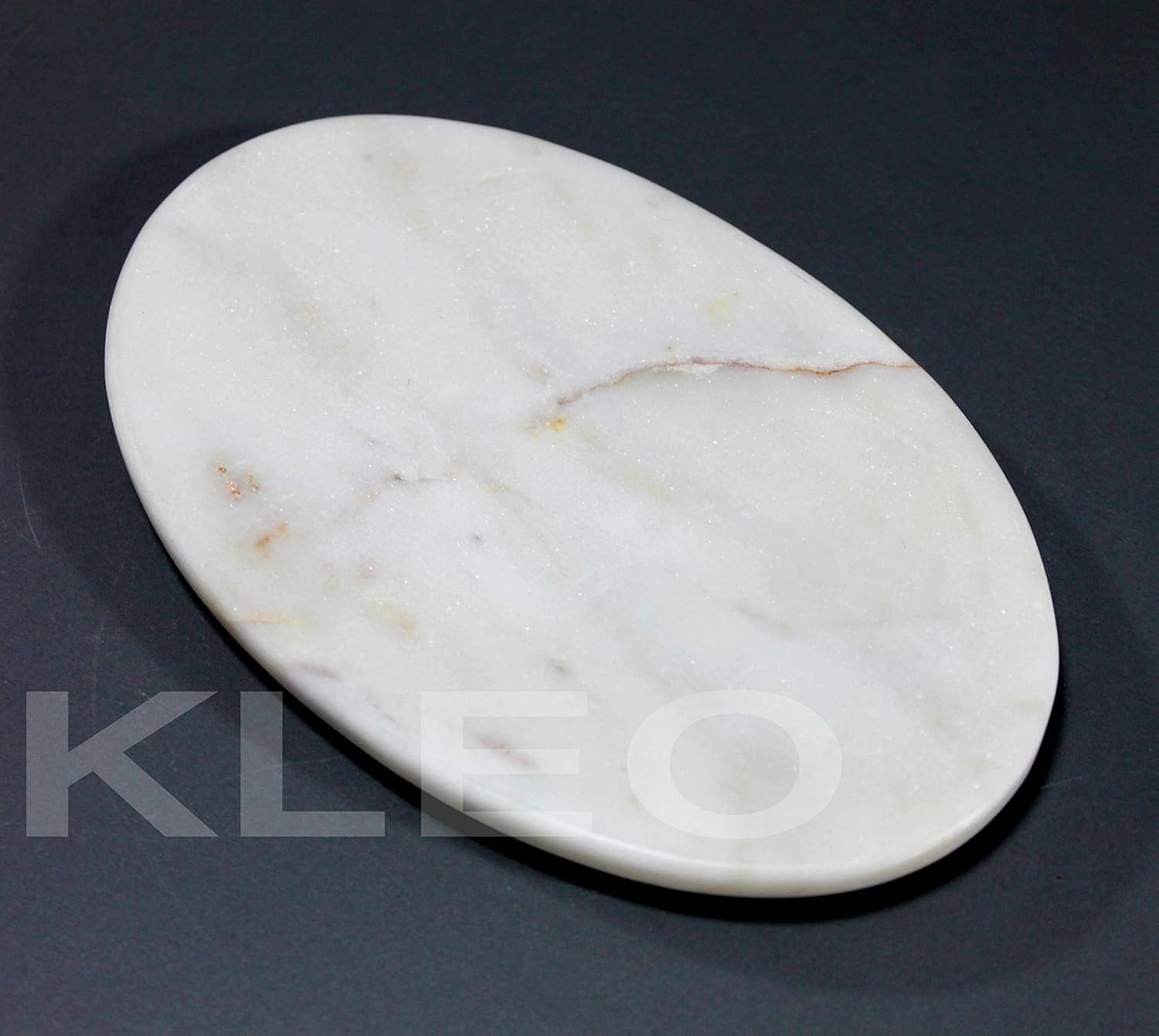 KLEO White & Black Marble Stone Soap Dish Soap Holder Bath Accessories Bathroom Accessories (Oval)