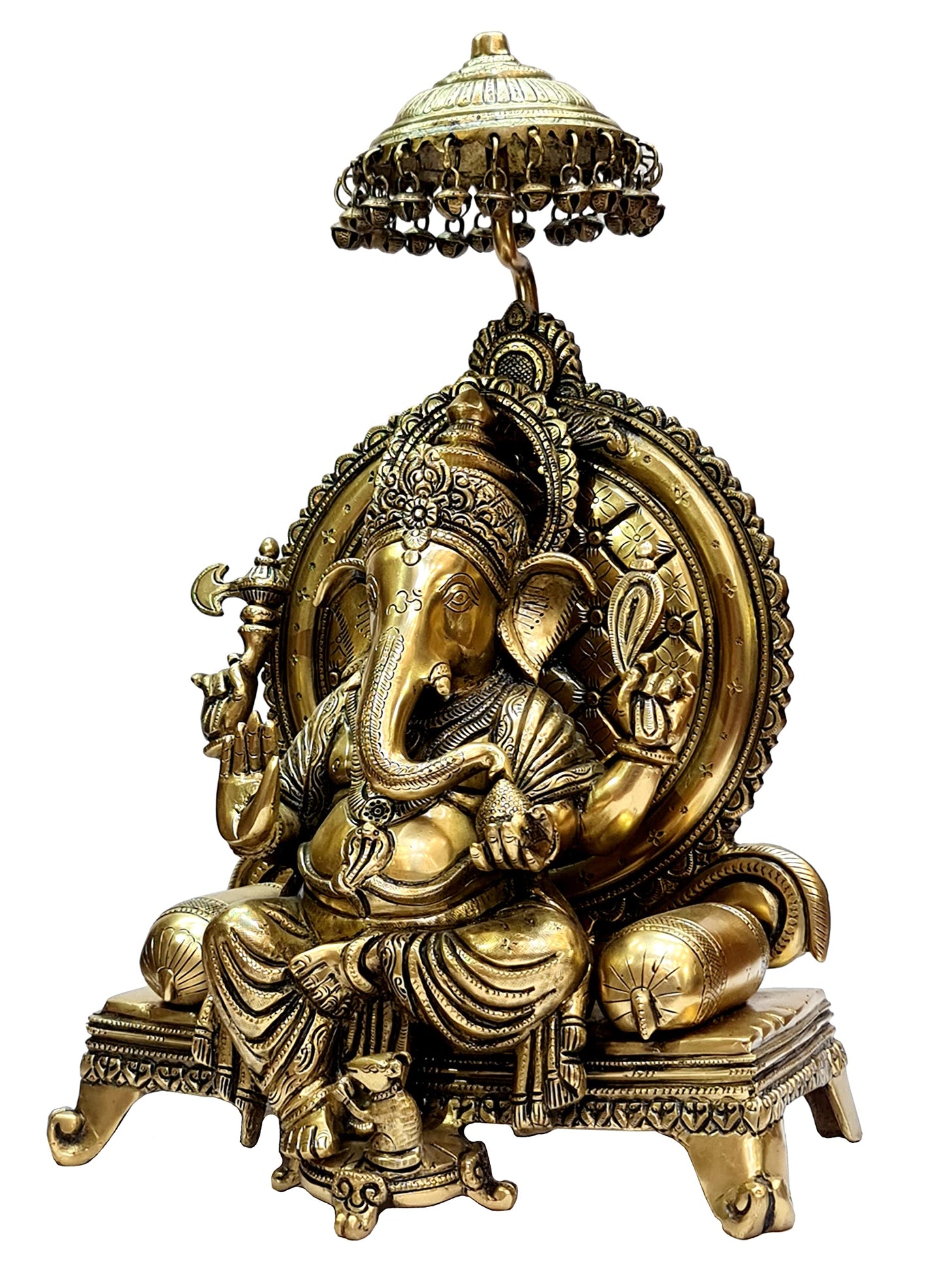 eSplanade Brass - Ganesh Ganesha Ganpati Vinayak with Singhasan Showpiece -18" inches | Big Size - Murti Idol Statue Sculpture | Pooja Articles