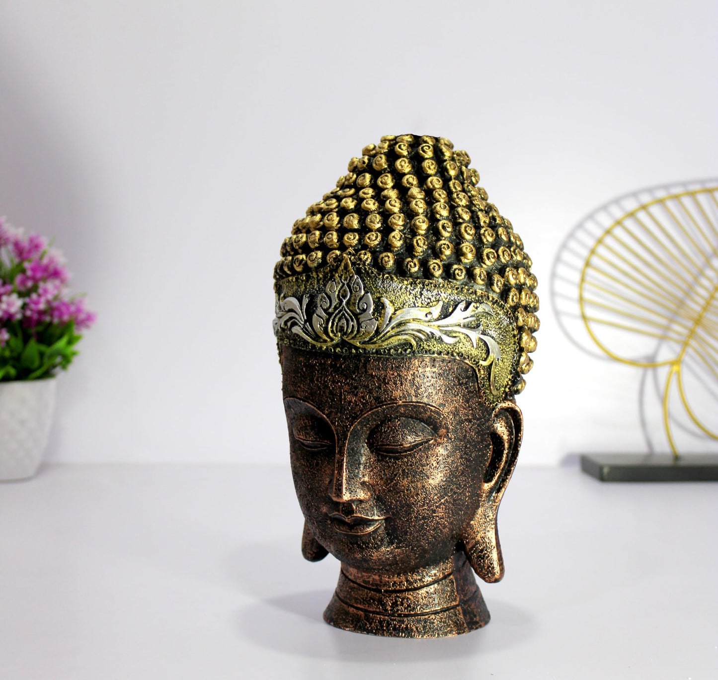 eSplanade Buddha Head Statue for Home Decor | Resin Buddha Face Showpiece for Living Room, Meditation, Office Table Desk, Shelf | Tibetan Buddhist Idol | Zen or Yoga Figurine Gifts | Blue, 12 Inch