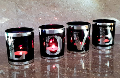 Tea Light Tealight Candle Holders - Votive Candle Holders - Valentines Day/Party Decor/Home Decor/Anniversary - Set of 4 (Silver)