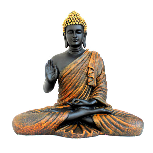 ESPLANADE Resin Meditating Buddha Showpiece | Home Decor | Idol Statue Figurine Murti | Tibetan Buddhist Statue - 14.5 Inches Height
