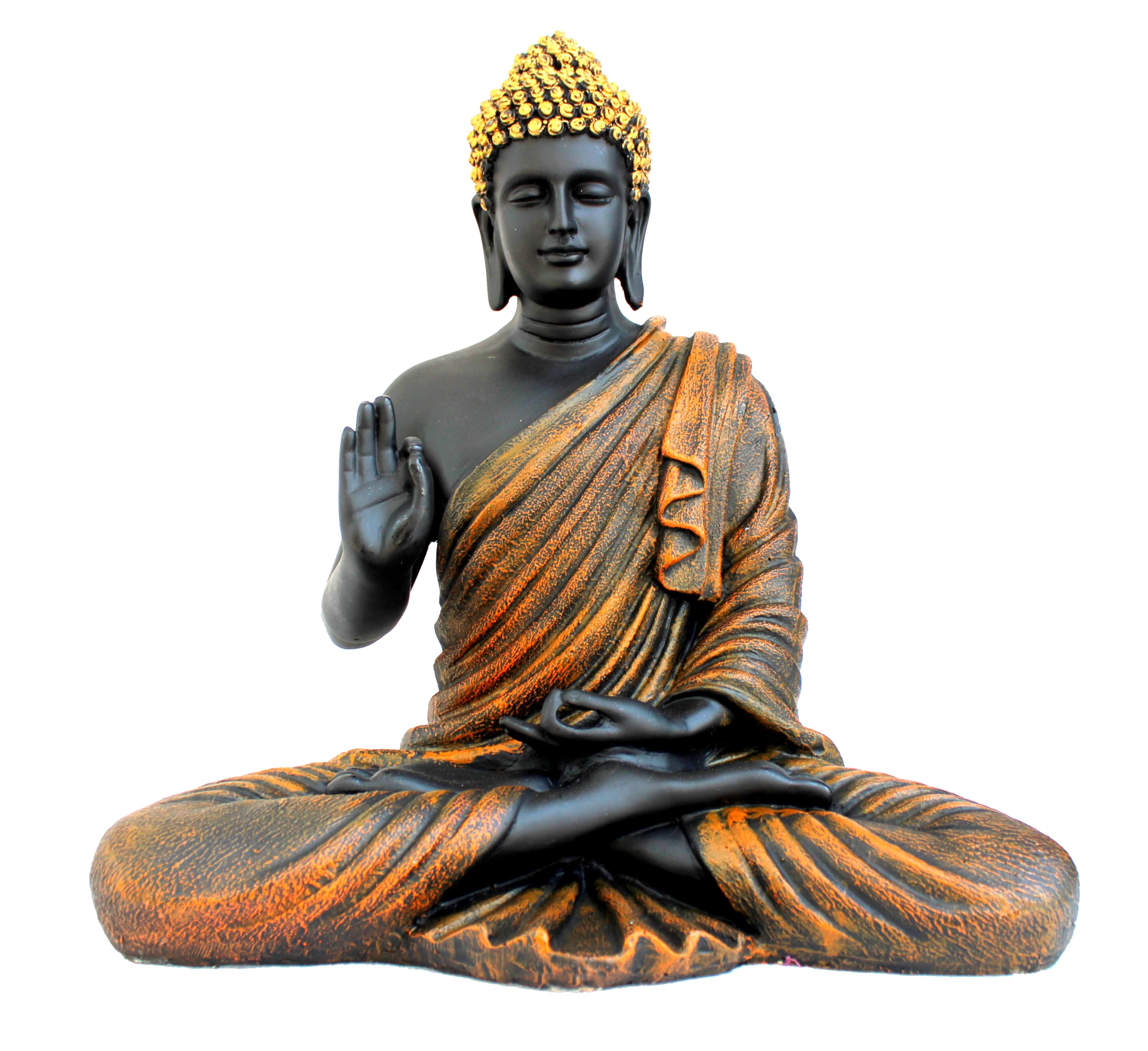 ESPLANADE Resin Meditating Buddha Showpiece | Home Decor | Idol Statue Figurine Murti | Tibetan Buddhist Statue - 14.5 Inches Height