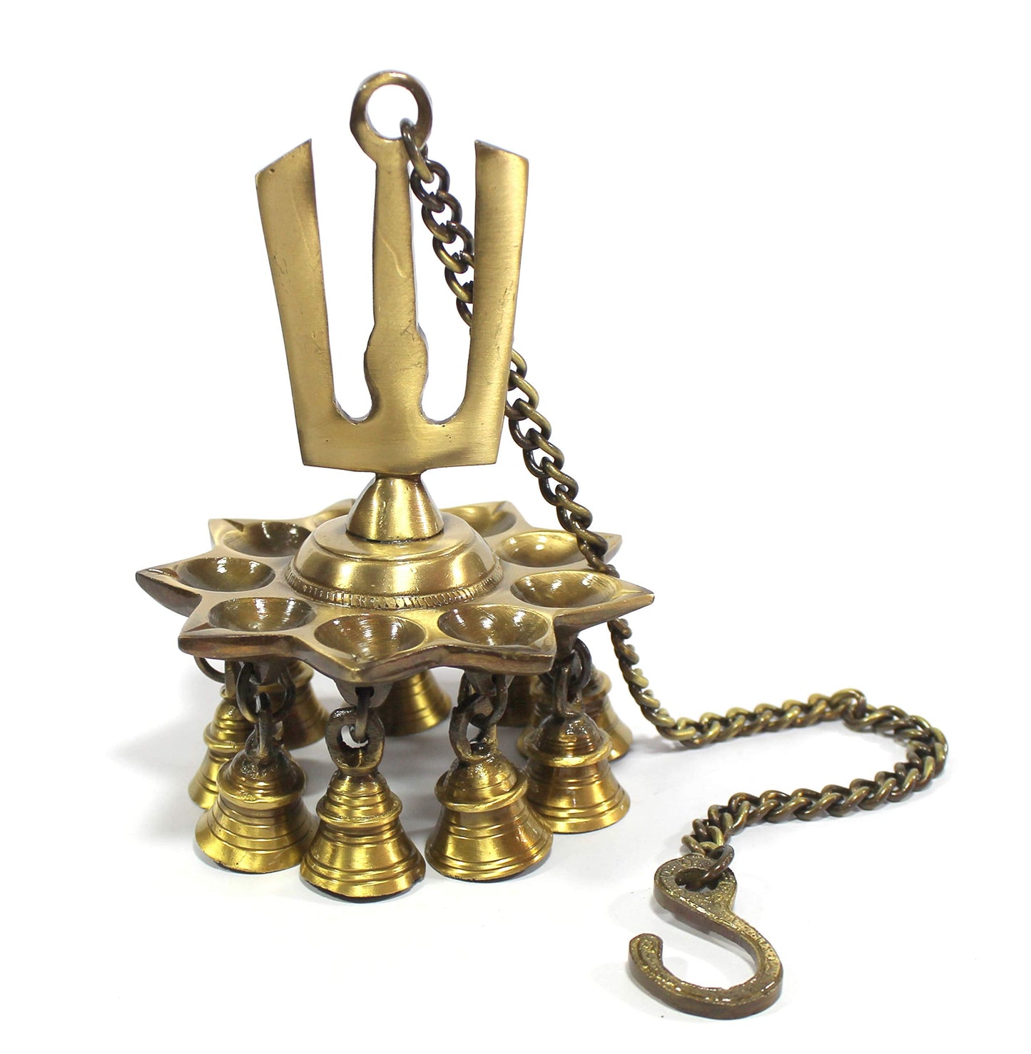 eSplanade - Krishna Wall Hanging Diya with Bells & Chain | Oil Lamp | Home Decor | Diya, Deepak, Deepam - Brass