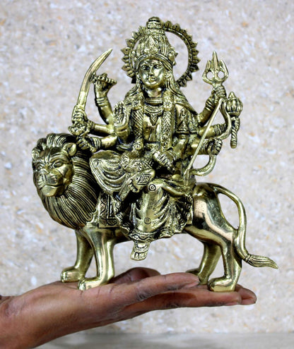 eSplanade Brass Maa Durga/MATA Rani Idol, Statue, moorti, murti for Home Mandir and Home Decor (8.5 Inches)