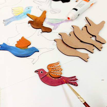 IVEI MDF Bird Cutouts/Embellishments - DIY Craft Materials - Bird-Shaped MDF Blank Cutouts for Painting, Wooden Sheet Craft Board for Resin & Fluid Art, Decoupage, Mandala Art, Pyrography - Set of 15