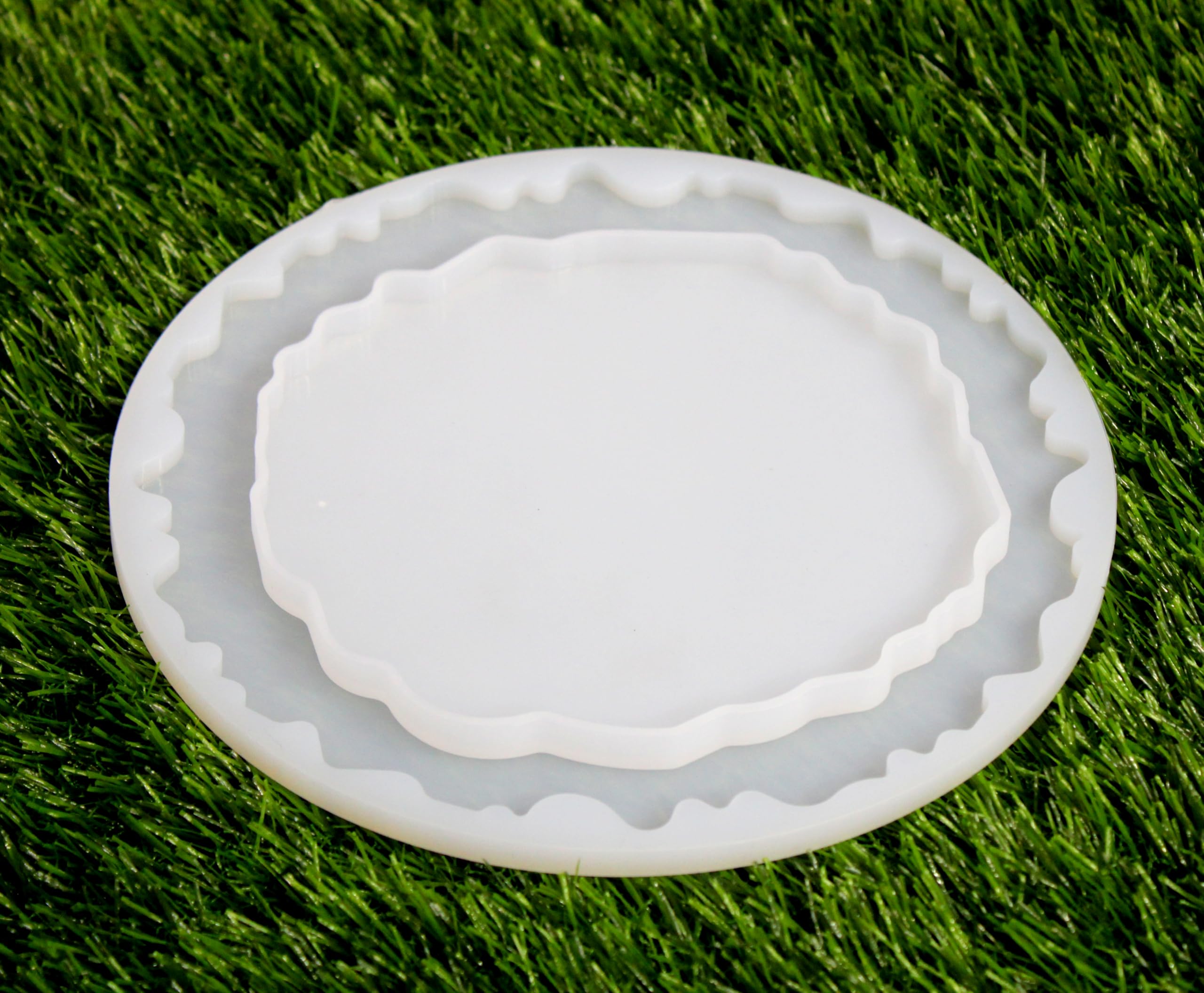 IVEI Agate Circle Resin Mold - Silicone | Set of 2-6in & 8in | Zigzag, Durable, Flexible Molds for DIY Crafting, Home Decor, Coasters, and Art Projects - Easy Release, Reusable, Non-Stick