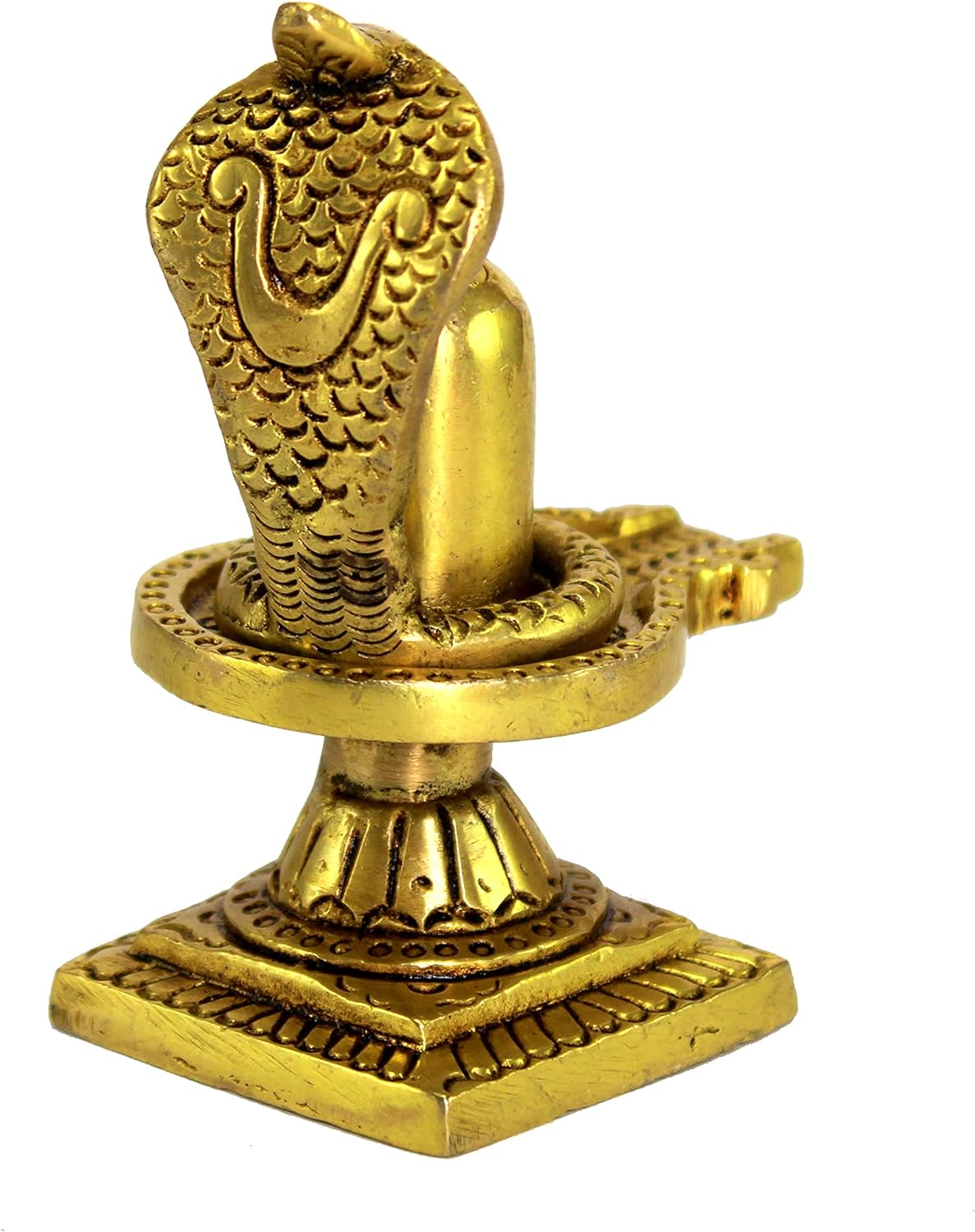 eSplanade Brass Shiv Ling Shiva Lingam with Sheshnaag Statue Idol Murti for home temple and Pooja - 4" Inches