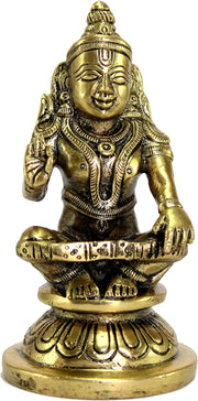 ESPLANADE Brass Ayyappa Statue | Aiyyappa Swamy Ayyapan Figurine | Pooja Idols - Home Decor - 4.25" Inches