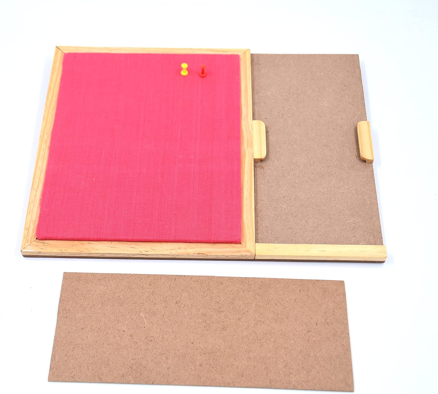 IVEI MDF Wood Rectangular Pin Board/Bulletin Board & Push Pins for Fun Learning Kids Activity, with DIY Panel, Room Decor Notice Display Board, Pink (14x11x1 in)