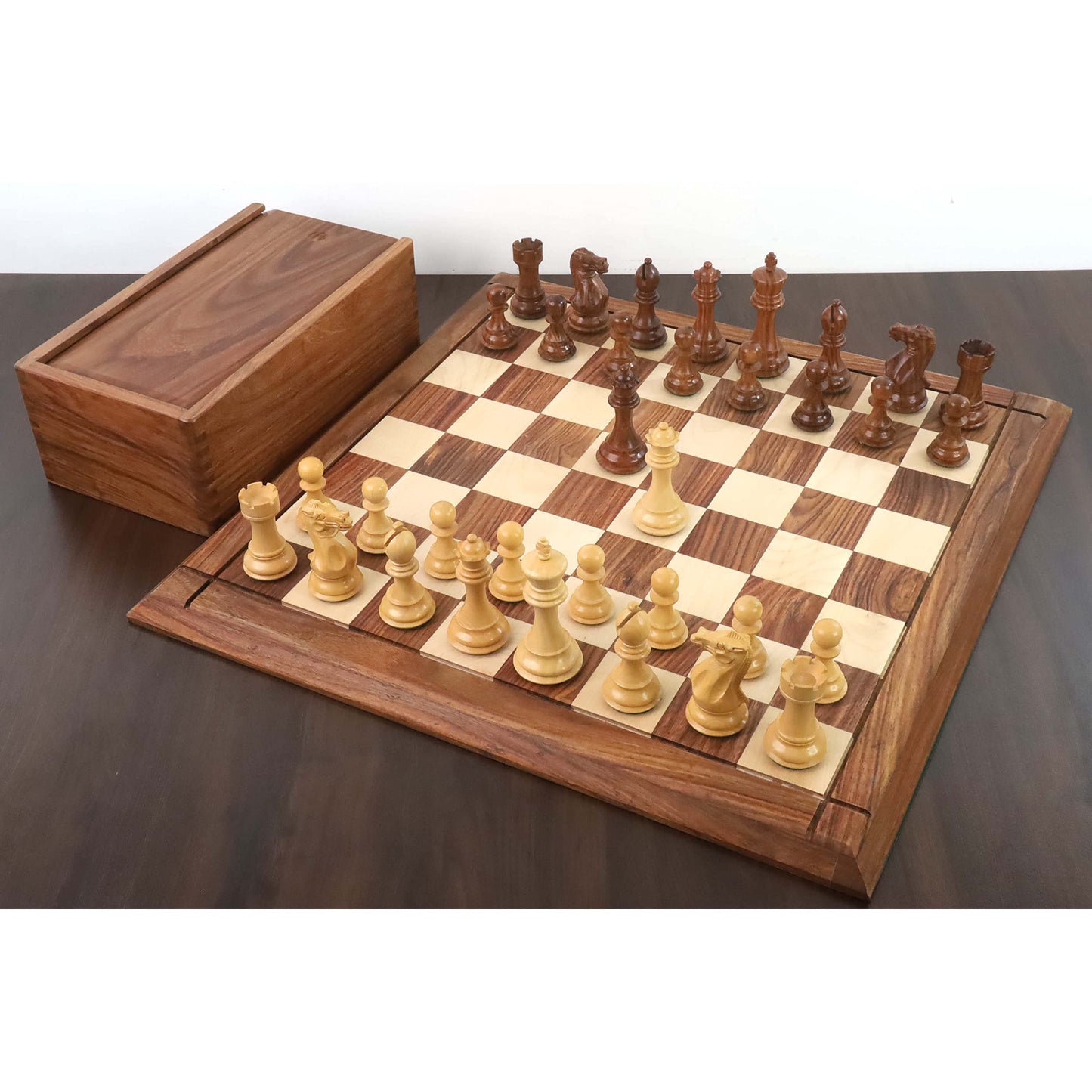 Royal Chess Mall Professional Staunton Chess Pieces Only Chess Set, Sheesham and Boxwood Wooden Chess Set, 4.1-in King, Tournament Chess Set, Weighted Chess Pieces (3.4 lbs)