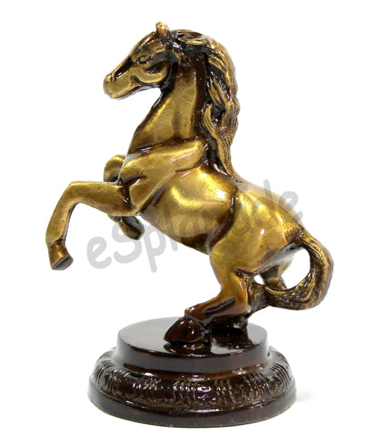 eSplanade Brass Standing Horse Rearing Horse Showpiece Centre Piece Figurine Sculpture - Decorative Items - Home Decor - Golden - 4.5" Inches