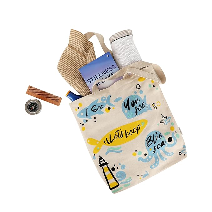 SKAPADORO, Canvas Zip Tote - 100% Cotton, Ecofriendly Printed Tote Bags For Travel, College & Beach, Shopping, Grocery, Easy to Wash Trendy Everyday Shoulder Bag