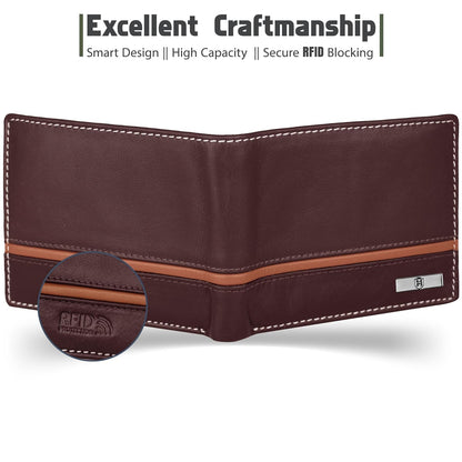 HORNBULL Denial Brown Leather Wallet for Men | Wallets Men with RFID Blocking | Mens Wallet Leather