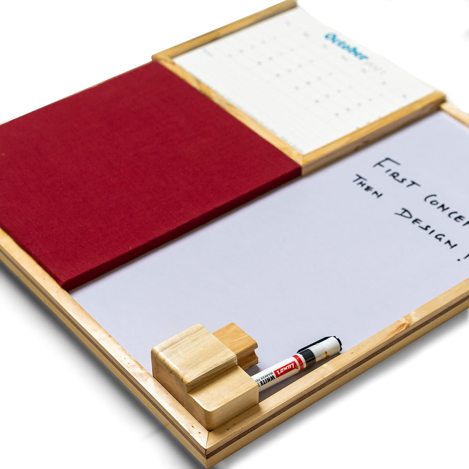 IVEI Combination Board with Planner, Pin Board & Whiteboard - Grey - Innovative Organizer for Kids and Adults to Do Boards – Best Gift for Home, Office, School- Grey, Wine