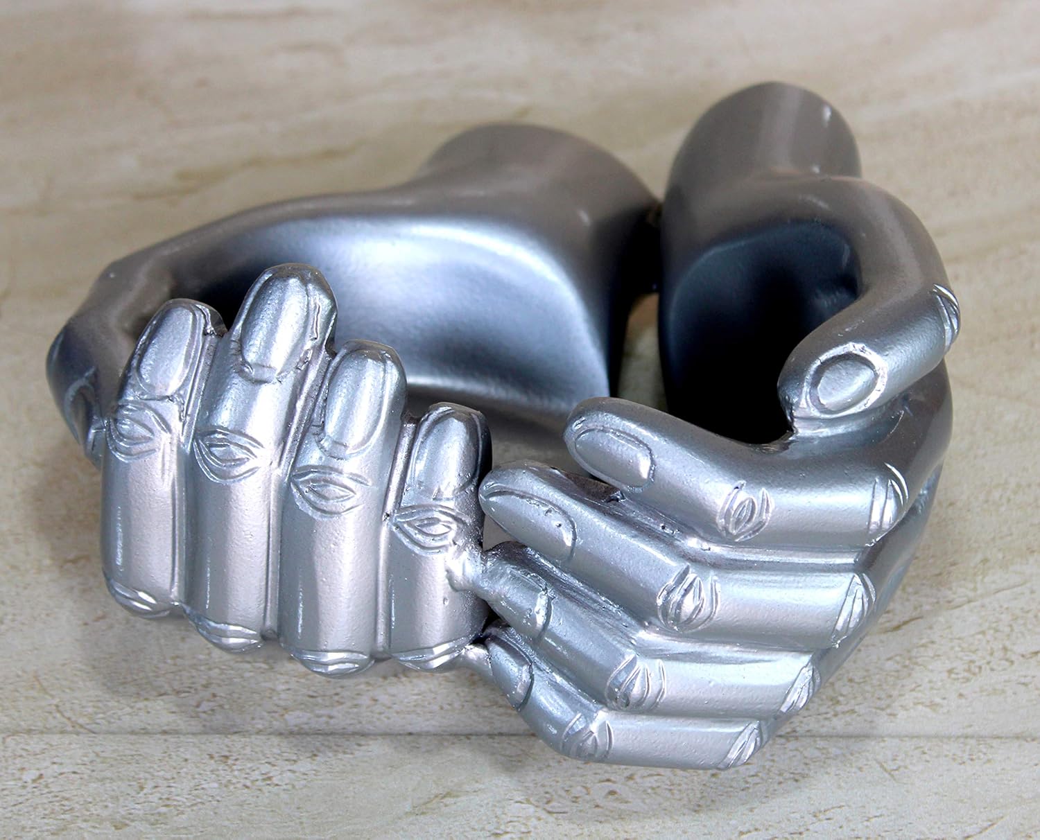 eSplanade Metal Heart-shaped Urn in Hands Stand Cremation Memorial Jar Pot Container | Medium Size Urn for Funeral Ashes Burial | Butterfly Printed Urn | Blue - 6" Inches