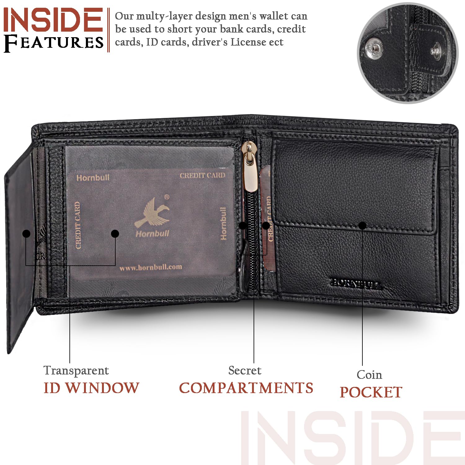 HORNBULL Migul Black Leather Wallet for Men