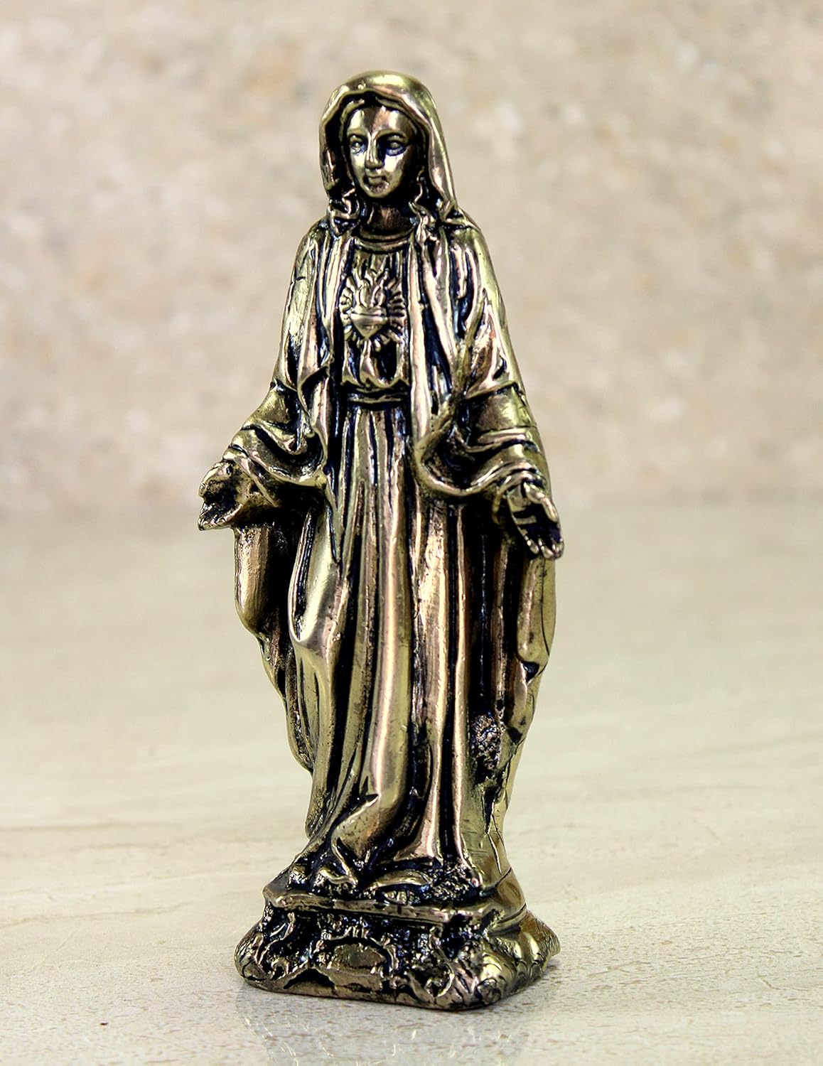 eSplanade Brass Mother Mary Statue Spiritual Idols - 5.75 inches | Religious Statues | Holy Statue of Christians