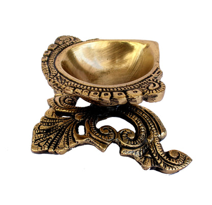 eSplanade Brass Diya Deepam Oil Lamp Kuthu Vilakku | Home Decor | Golden - 3.5" Inches Length